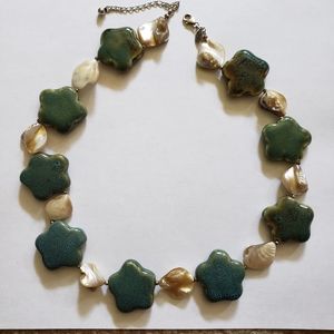 Donna Dressler stone and shell necklace